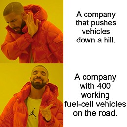 Hyzon doesn't push vehicles downhill meme