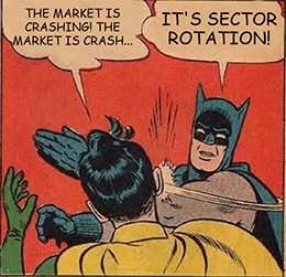 Market is crashing sector rotation Batman 2021 meme 