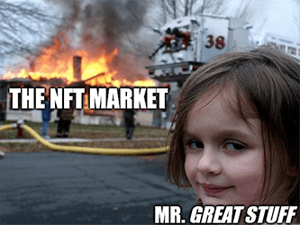 NFT market disaster girl sells meme