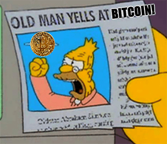 Charlie Munger yells at bitcoin meme