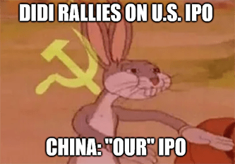 Didi rallies on U.S. IPO China Our IPO meme