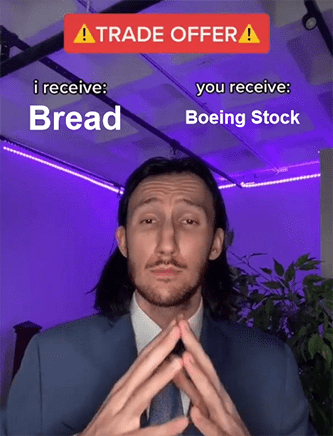 bread for Boeing stock trade meme