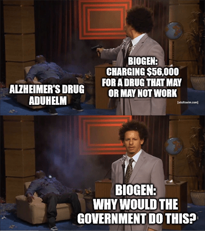 Biogen Aduhelm Alzheimer's drug why would meme