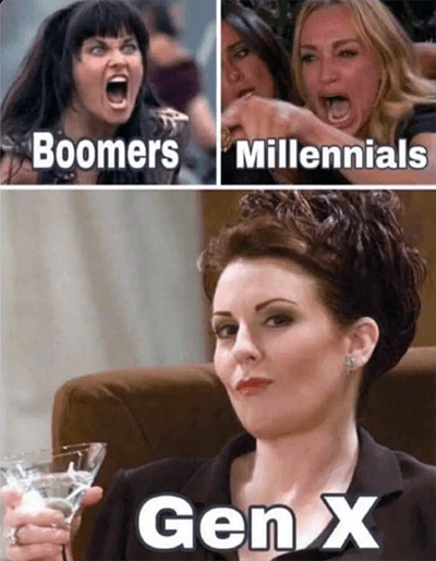 Boomers millennials vs Gen X housing market meme