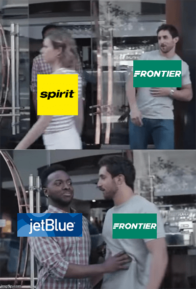 JetBlue vs Frontier over Spirit buyout meme