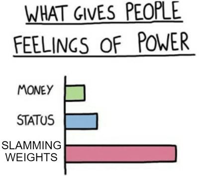 What gives people feelings power slamming weights meme